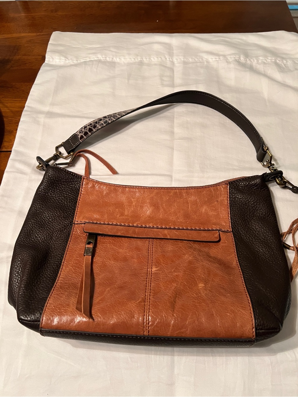 Sak Leather Two-Tone Brown Shoulder Bag